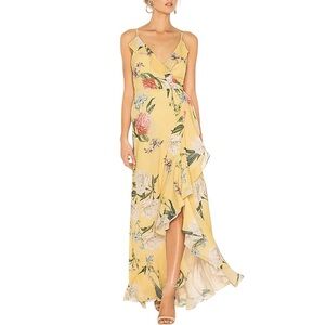 Yumi‎ Kim Meadow Maxi Dress Women’s Medium Forever Yours Yellow Wrap Ruffle NWT